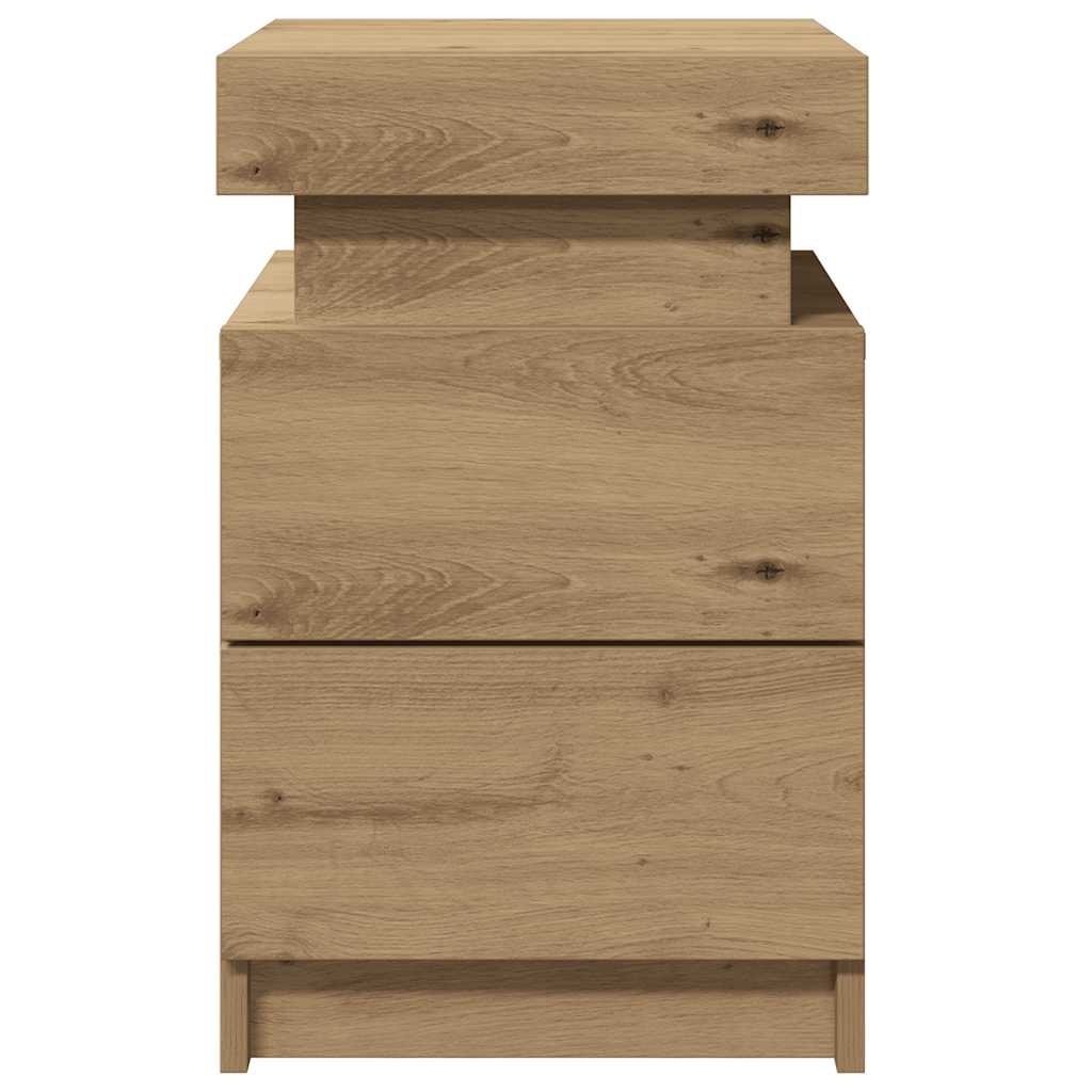 Comodini con LED 2pz Rovere Artigianale 40x30x40 cm Truciolato