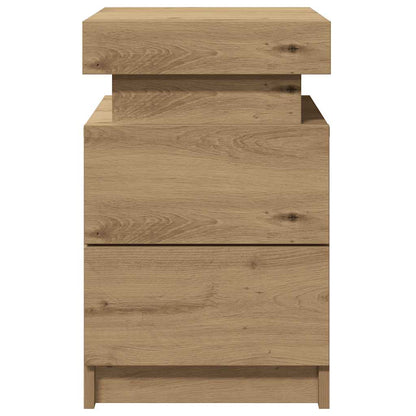 Comodini con LED 2pz Rovere Artigianale 40x30x40 cm Truciolato