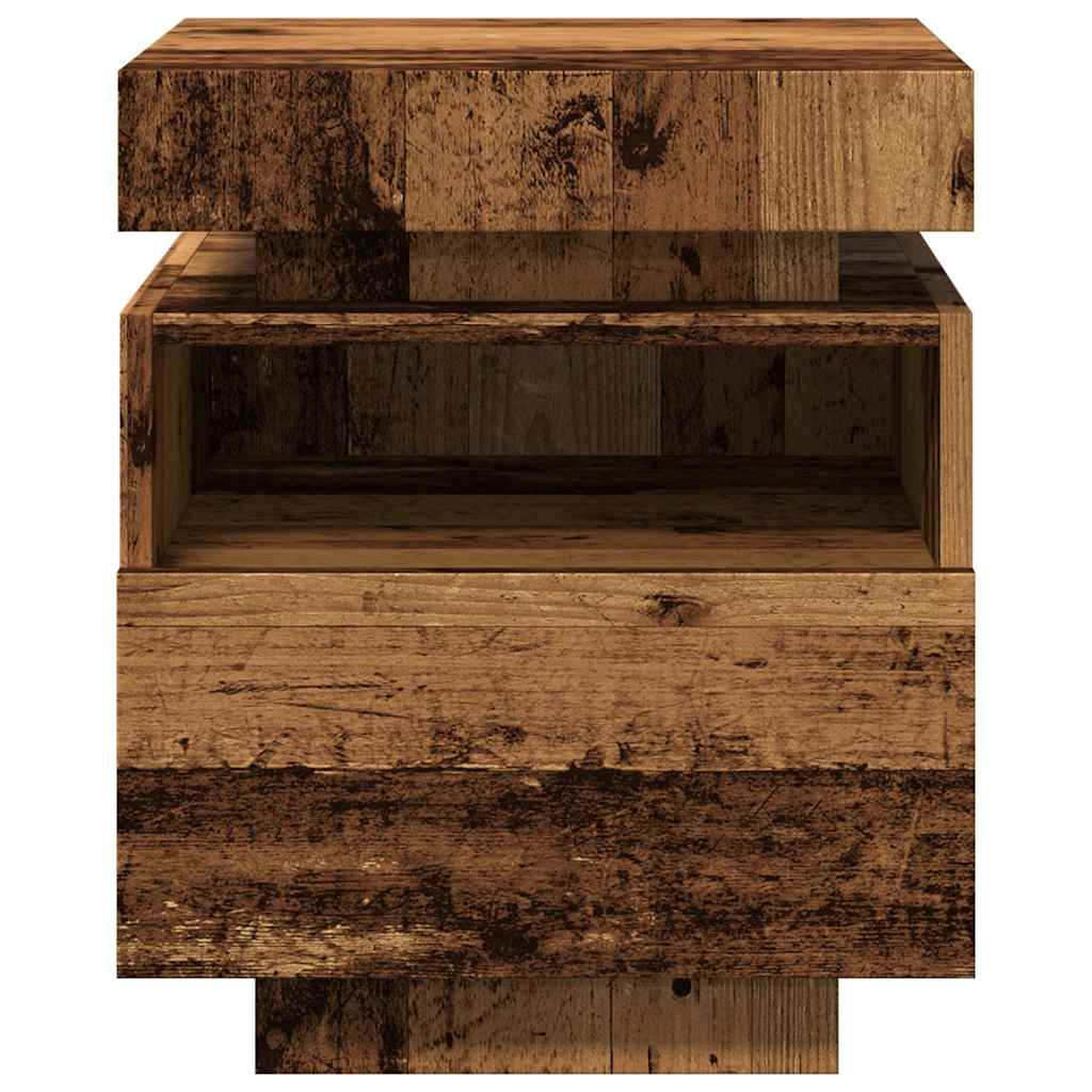 Comodini con Luci LED 2pz Legno Antico 40x39x48,5 cm - homemem39