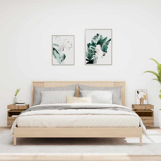 Comodini con Luci LED 2pz Rovere Artigianale 40x39x48,5 cm