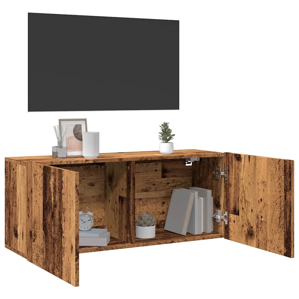 Mobile TV a Parete Legno Antico 100x30x41 cm - homemem39