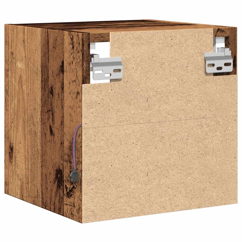 Mobile TV a Parete con Luci LED Legno Antico 30x28,5x30 cm - homemem39