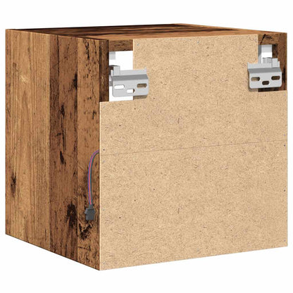 Mobile TV a Parete con Luci LED Legno Antico 30x28,5x30 cm - homemem39