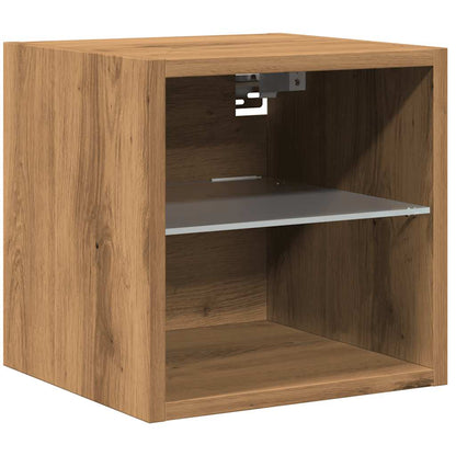 Mobili TV a Parete con Luci LED 2 pz Rovere Artigianale - homemem39