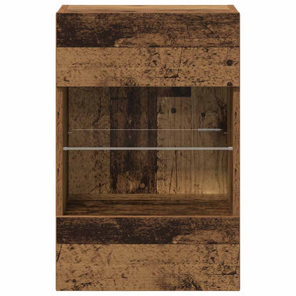 Mobili da parete con luci LED per TV 2pz Legno Vecchio 40x30x60,5 cm - homemem39