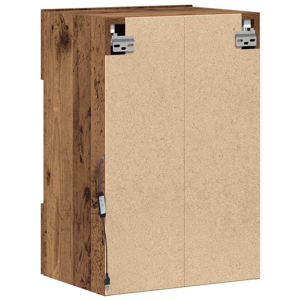 Mobili da parete con luci LED per TV 2pz Legno Vecchio 40x30x60,5 cm - homemem39