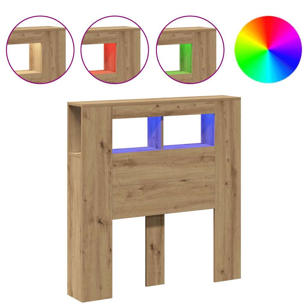 Testiera LED Rovere Artigianale 100x18,5x103,5 cm Multistrato