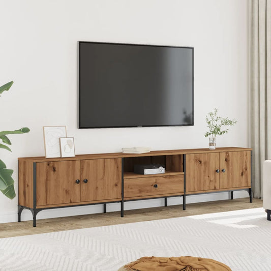 Mobile TV Cassetto Rovere Artigianale 200x25x44cm in Truciolato - homemem39