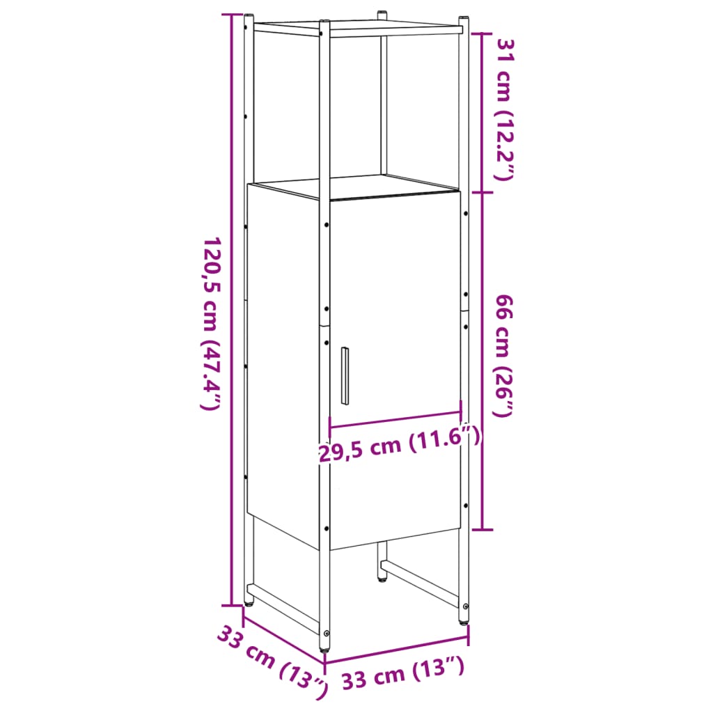 Armadietto Bagno Legno Antico 33x33x120,5 cm Legno Multistrato | homemem39
