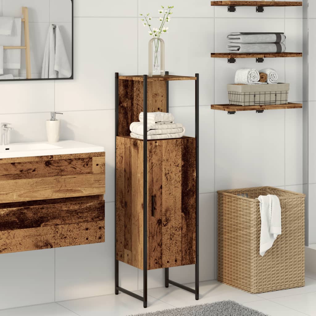 Armadietto Bagno Legno Antico 33x33x120,5 cm Legno Multistrato | homemem39