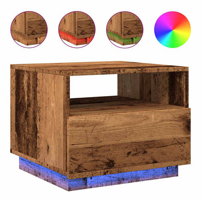 Tavolino da Salotto con Luci LED Legno Antico 50x49x40 cm | homemem39