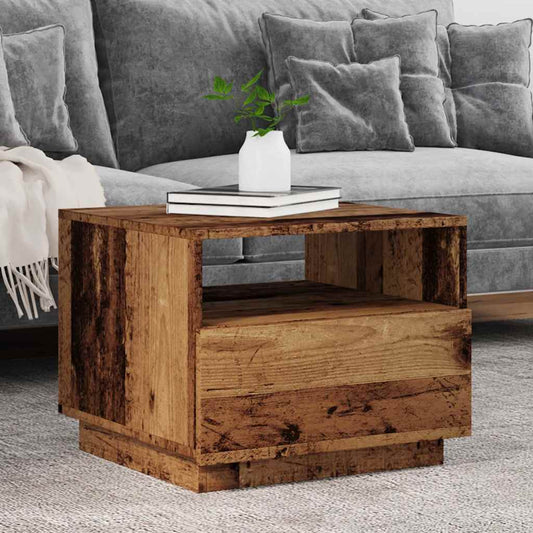 Tavolino da Salotto con Luci LED Legno Antico 50x49x40 cm