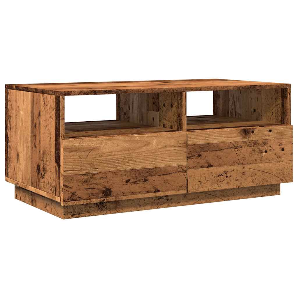 Tavolino da Salotto con Luci LED Legno Antico 90x49x40 cm | homemem39