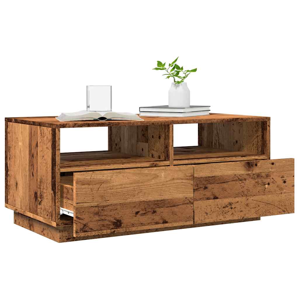 Tavolino da Salotto con Luci LED Legno Antico 90x49x40 cm | homemem39