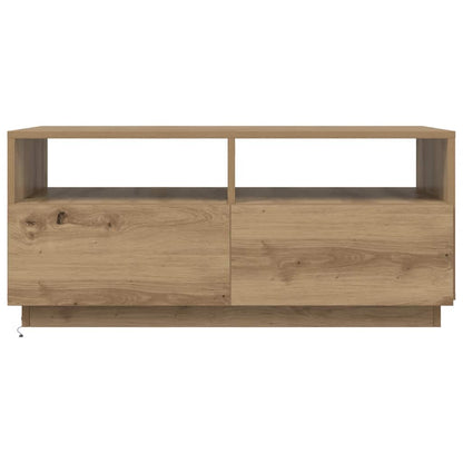 Tavolino da Salotto con Luci LED Rovere Artigianale 90x49x40 cm | homemem39