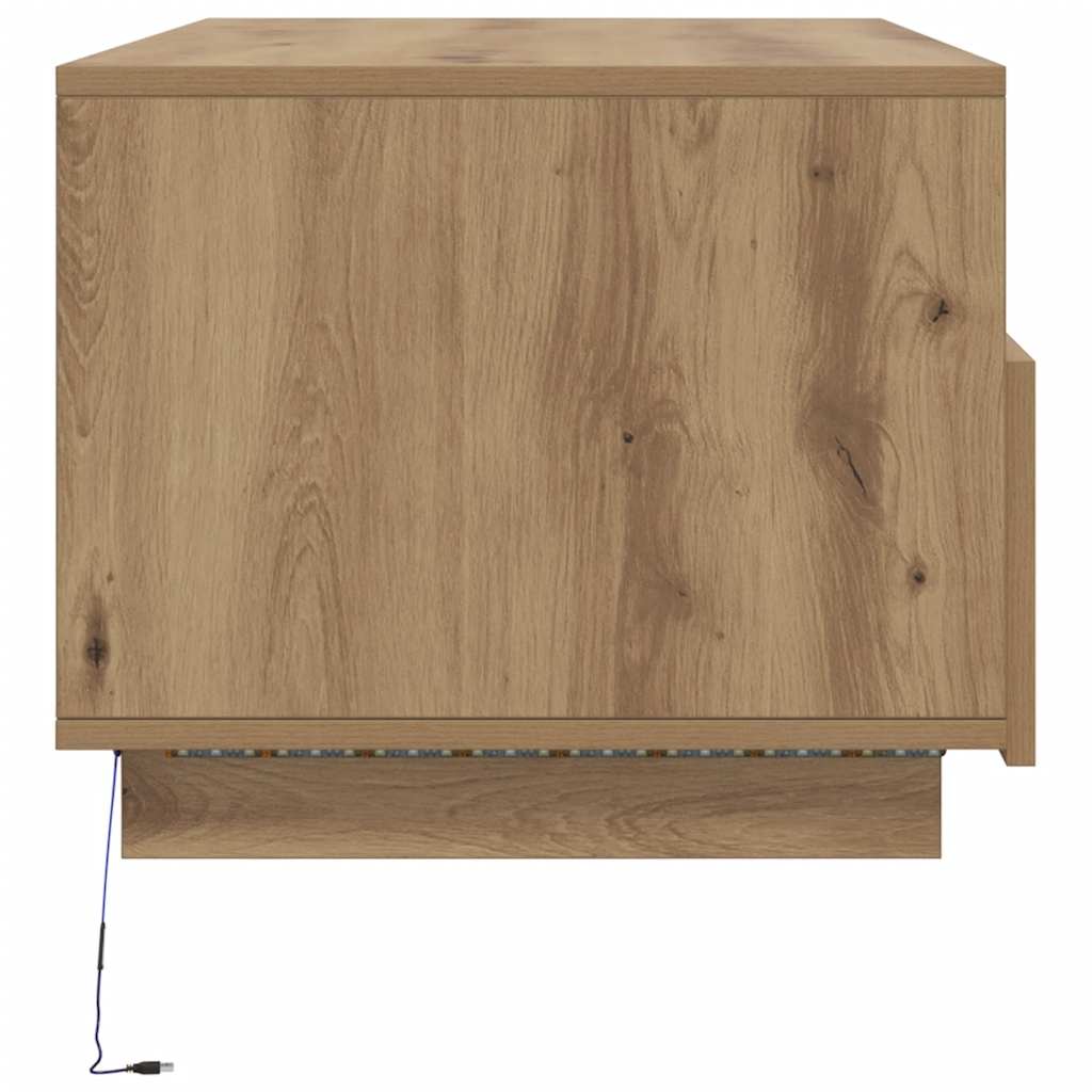 Tavolino da Salotto con Luci LED Rovere Artigianale 90x49x40 cm | homemem39