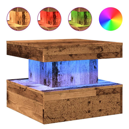 Tavolino da Salotto con Luci LED Legno Antico 50x50x40 cm | homemem39