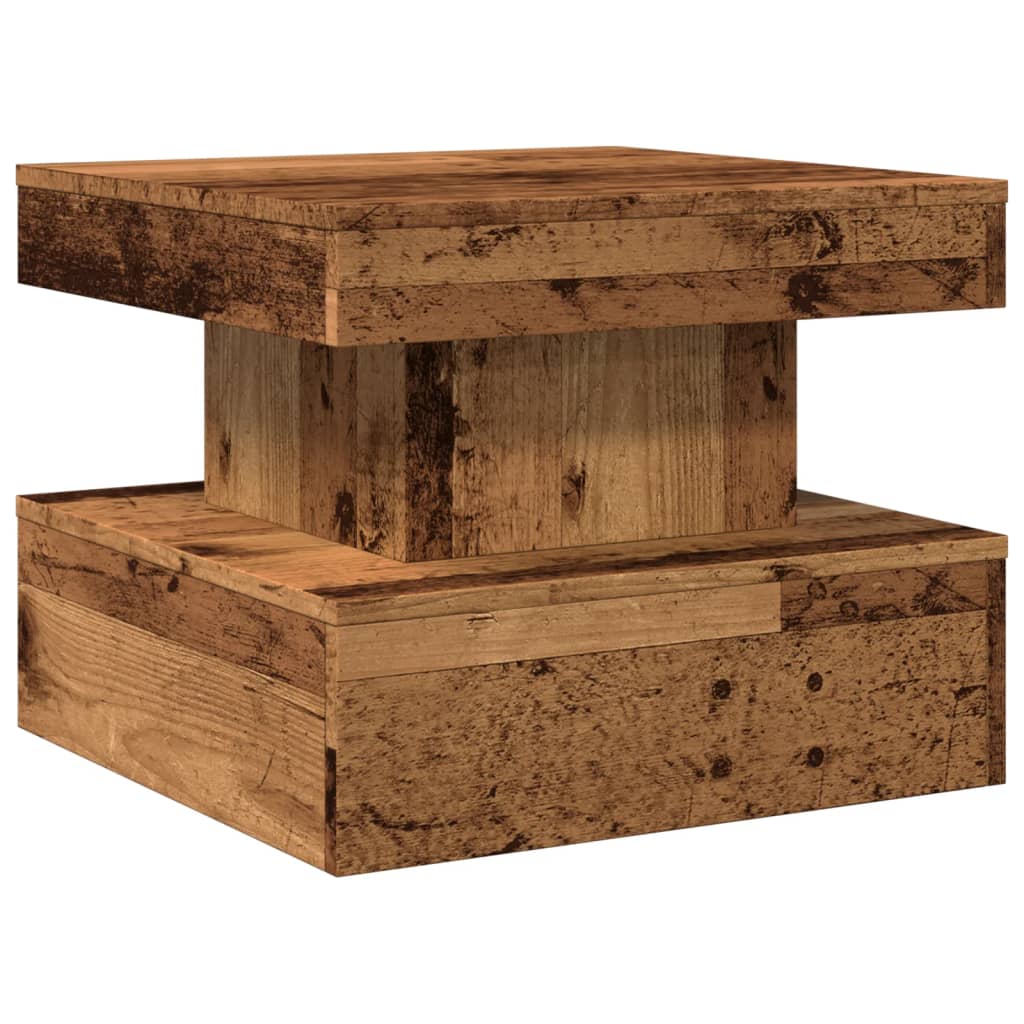 Tavolino da Salotto con Luci LED Legno Antico 50x50x40 cm | homemem39