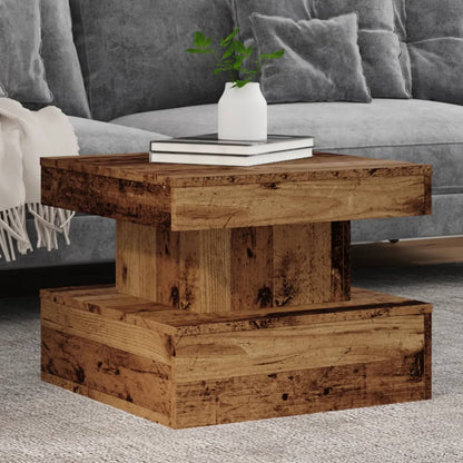 Tavolino da Salotto con Luci LED Legno Antico 50x50x40 cm | homemem39