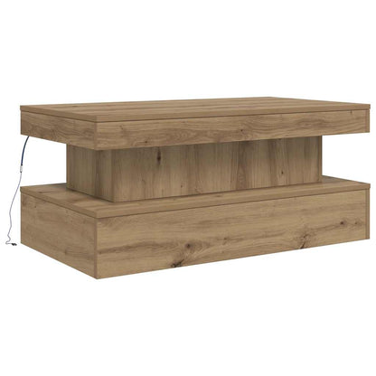 Tavolino da Salotto con Luci LED Rovere Artigianale 50x50x40 cm | homemem39