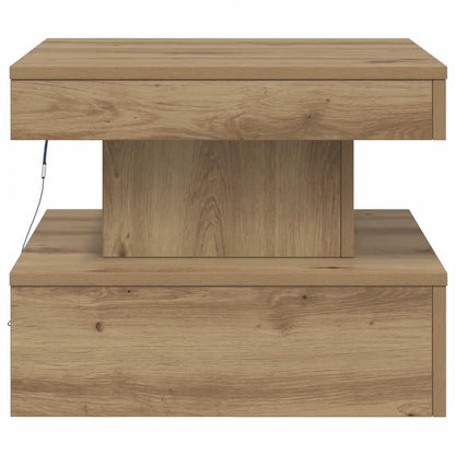 Tavolino da Salotto con Luci LED Rovere Artigianale 50x50x40 cm | homemem39
