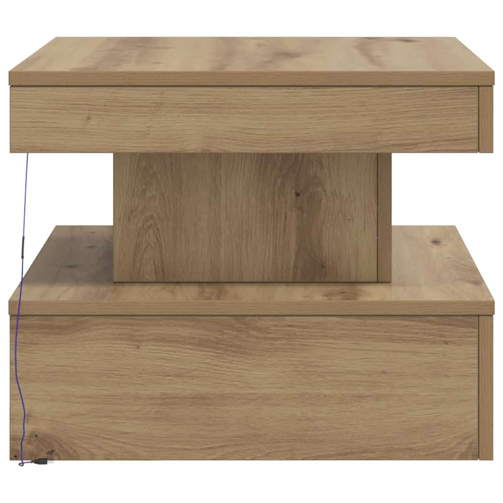 Tavolino da Salotto con Luci LED Rovere Artigianale 50x50x40 cm | homemem39