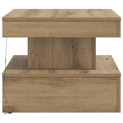 Tavolino da Salotto con Luci LED Rovere Artigianale 50x50x40 cm | homemem39