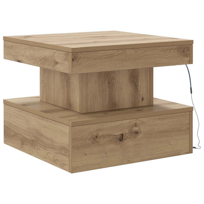 Tavolino da Salotto con Luci LED Rovere Artigianale 50x50x40 cm | homemem39