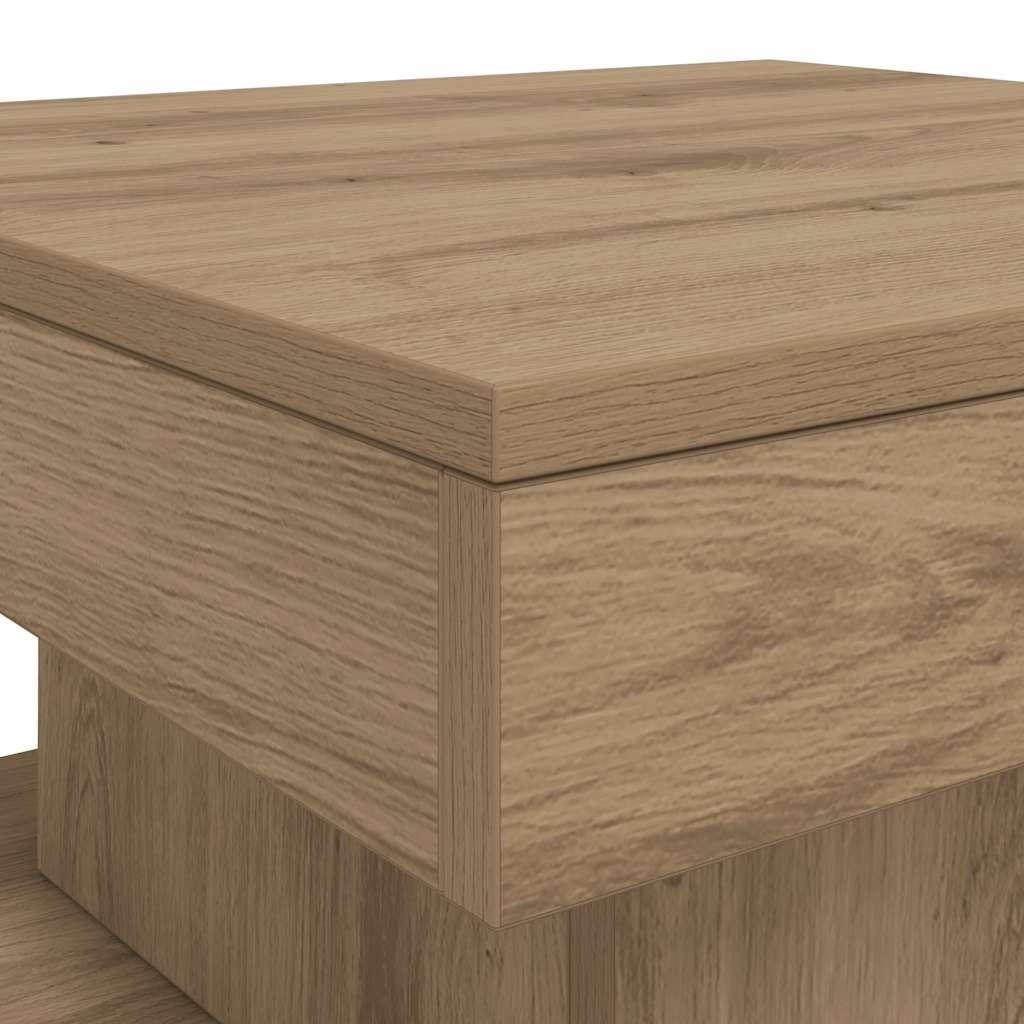 Tavolino da Salotto con Luci LED Rovere Artigianale 50x50x40 cm | homemem39