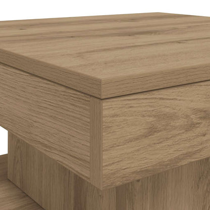 Tavolino da Salotto con Luci LED Rovere Artigianale 50x50x40 cm | homemem39