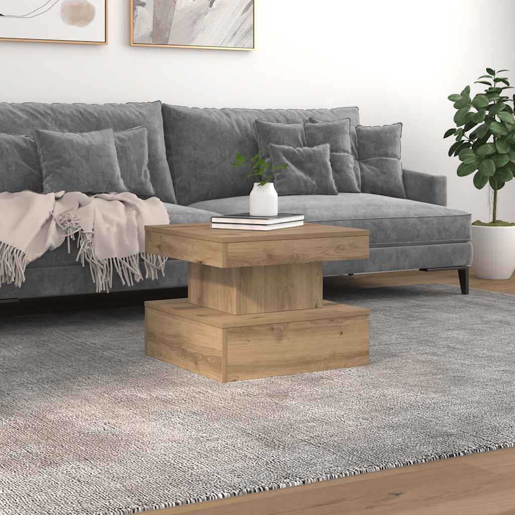 Tavolino da Salotto con Luci LED Rovere Artigianale 50x50x40 cm | homemem39