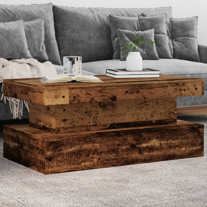 Tavolino da Salotto con Luci LED Legno Antico 90x50x40 cm | homemem39