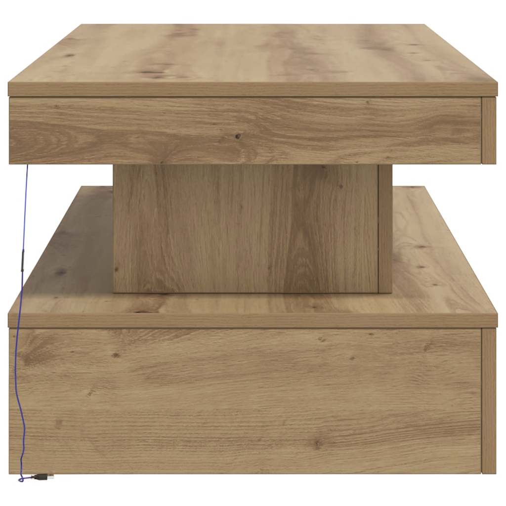 Tavolino da Salotto con Luci LED Rovere Artigianale 90x50x40 cm | homemem39