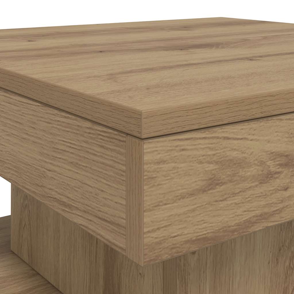 Tavolino da Salotto con Luci LED Rovere Artigianale 90x50x40 cm | homemem39