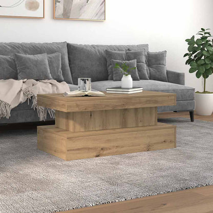 Tavolino da Salotto con Luci LED Rovere Artigianale 90x50x40 cm | homemem39