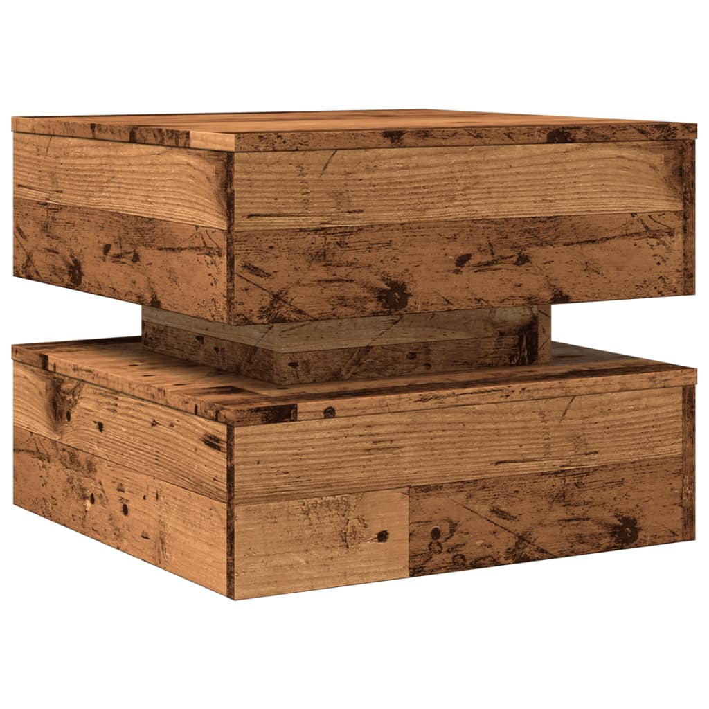 Tavolino da Salotto con Luci LED Legno Antico 50x50x40 cm | homemem39