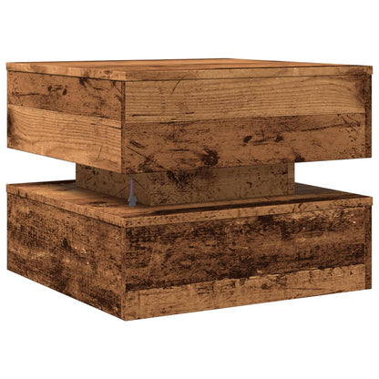 Tavolino da Salotto con Luci LED Legno Antico 50x50x40 cm | homemem39
