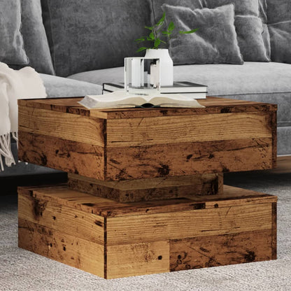 Tavolino da Salotto con Luci LED Legno Antico 50x50x40 cm | homemem39