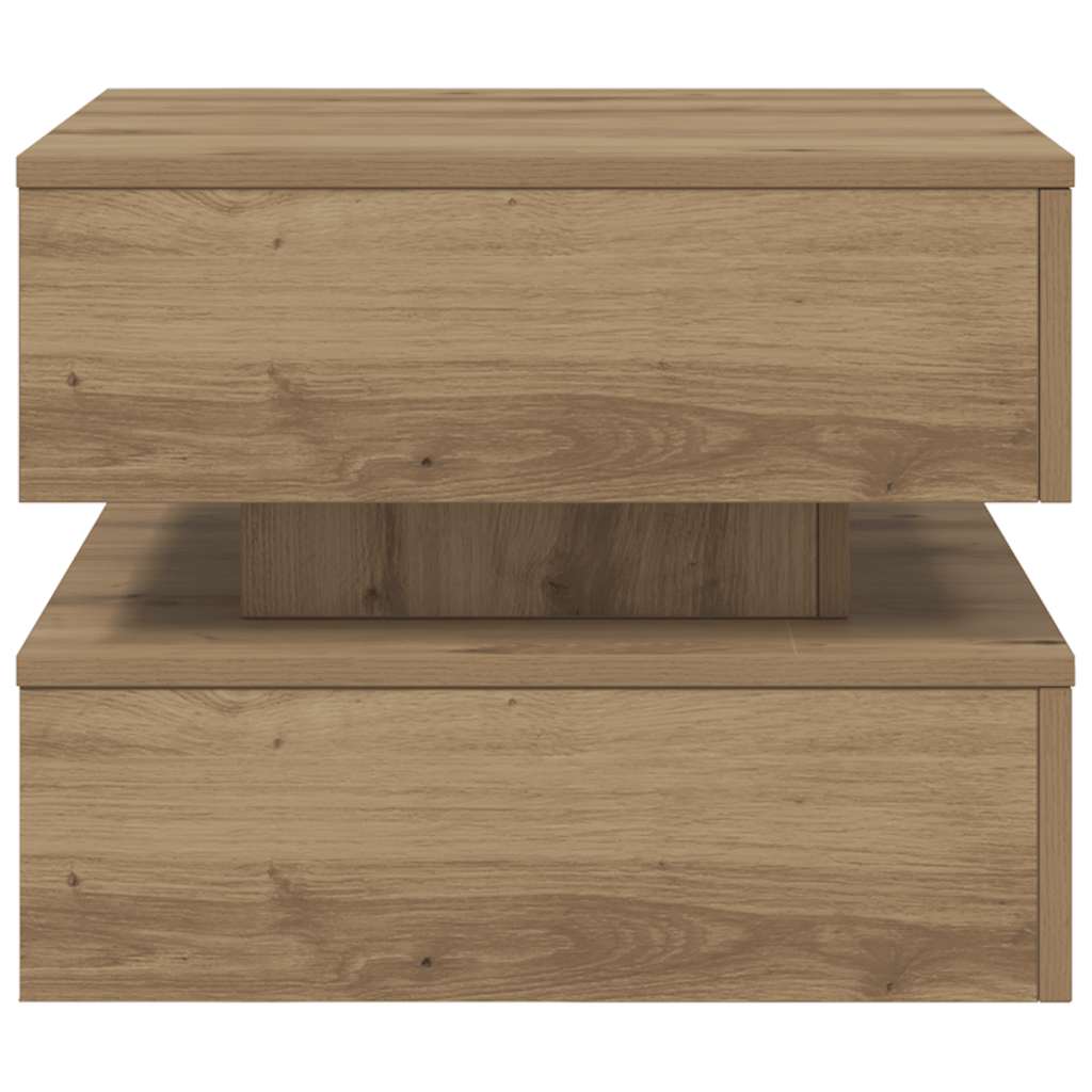 Tavolino da Salotto con Luci LED Rovere Artigianale 50x50x40 cm | homemem39