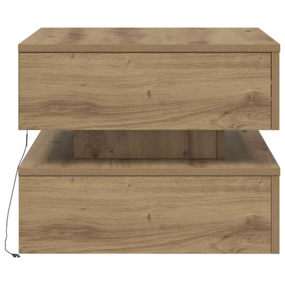 Tavolino da Salotto con Luci LED Rovere Artigianale 50x50x40 cm | homemem39