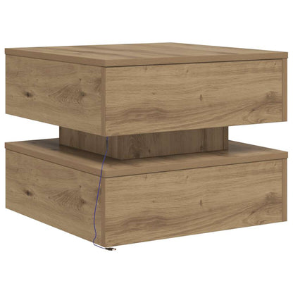 Tavolino da Salotto con Luci LED Rovere Artigianale 50x50x40 cm | homemem39