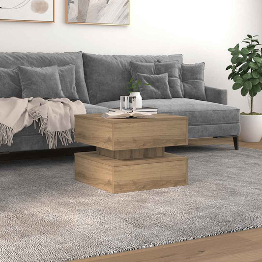 Tavolino da Salotto con Luci LED Rovere Artigianale 50x50x40 cm | homemem39