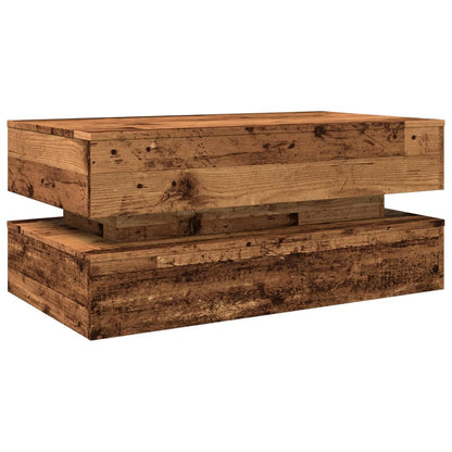 Tavolino da Salotto con Luci LED Legno Antico 90x50x40 cm | homemem39