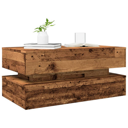 Tavolino da Salotto con Luci LED Legno Antico 90x50x40 cm | homemem39
