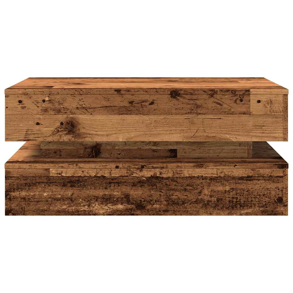 Tavolino da Salotto con Luci LED Legno Antico 90x50x40 cm | homemem39