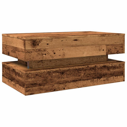 Tavolino da Salotto con Luci LED Legno Antico 90x50x40 cm | homemem39