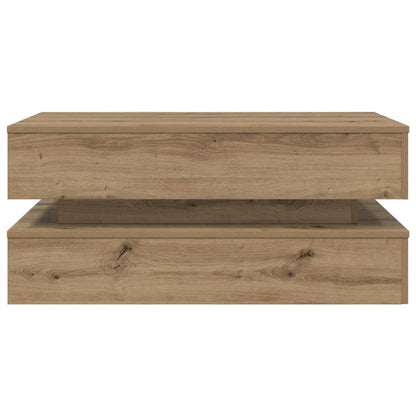Tavolino da Salotto con Luci LED Rovere Artigianale 90x50x40 cm | homemem39