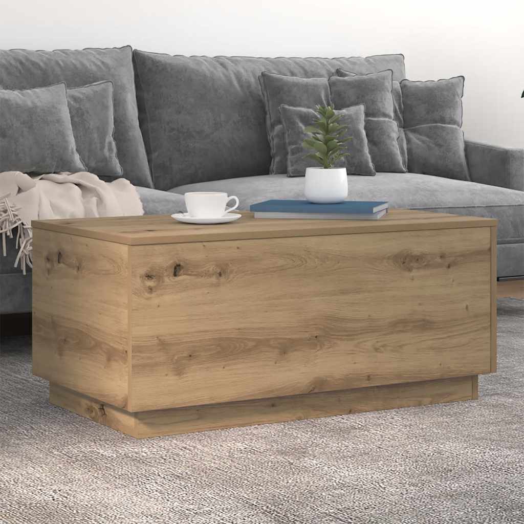 Tavolino da Salotto con Luci LED Rovere Artigianale 90x50x40 cm | homemem39