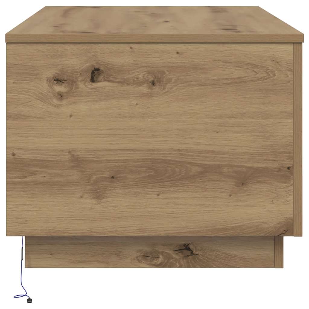 Tavolino da Salotto con Luci LED Rovere Artigianale 90x50x40 cm | homemem39
