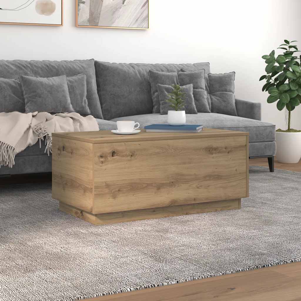 Tavolino da Salotto con Luci LED Rovere Artigianale 90x50x40 cm | homemem39